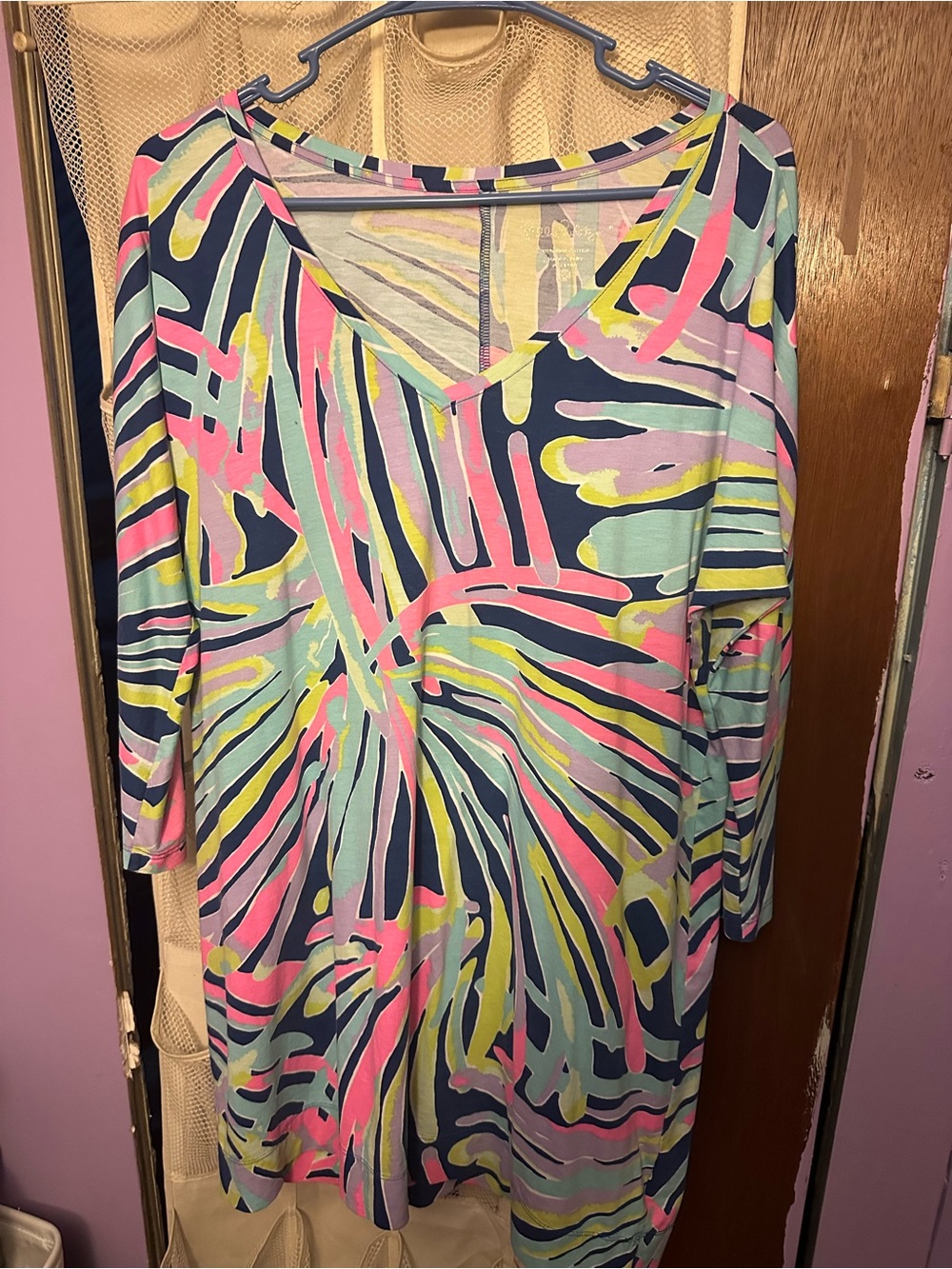 Lilly Pulitzer V-Neck Tunic in Navy, Pink, Mint & Yellow